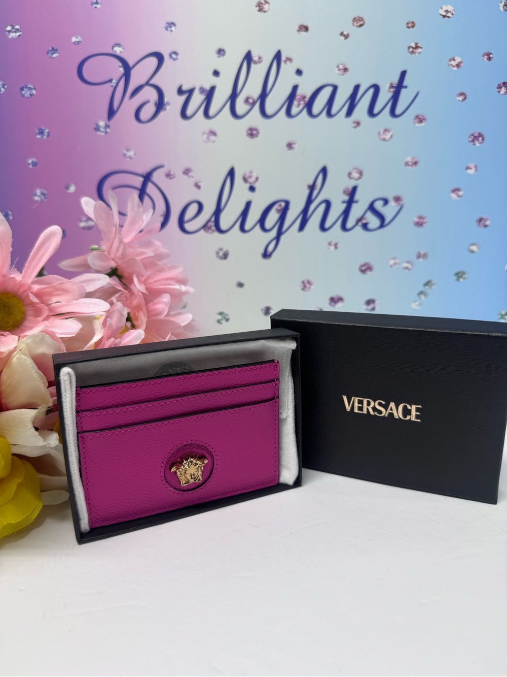 💖NIB VERSACE MEDUSA CARD HOLDER BARBIE PINK